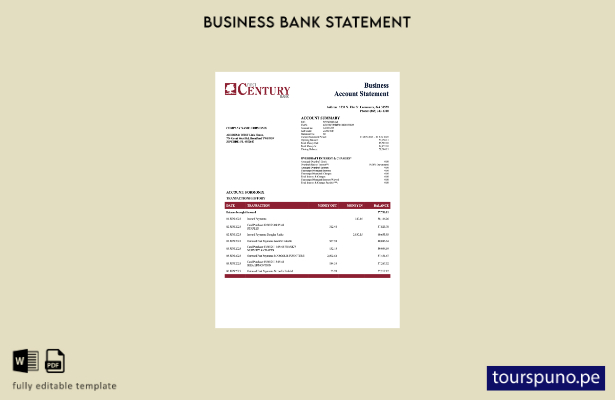 listo para imprimir Plantilla de plantilla de Word y PDF del estado de cuent 123